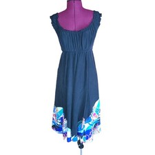 T Tahari 100% Silk Dress Floral Art To Wear Women Size 4 Black