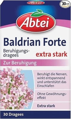 Abtei Baldrian Forte Pflanzliche Beruhigungsdragees Baldrianwurzel 30 Dragees