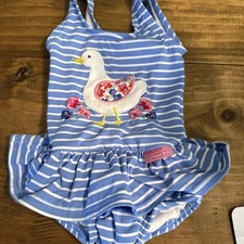 Precious Jojo Moman Bebe Duck Flowers Appliqué Swimsuit 3-6 Months Boutique Baby