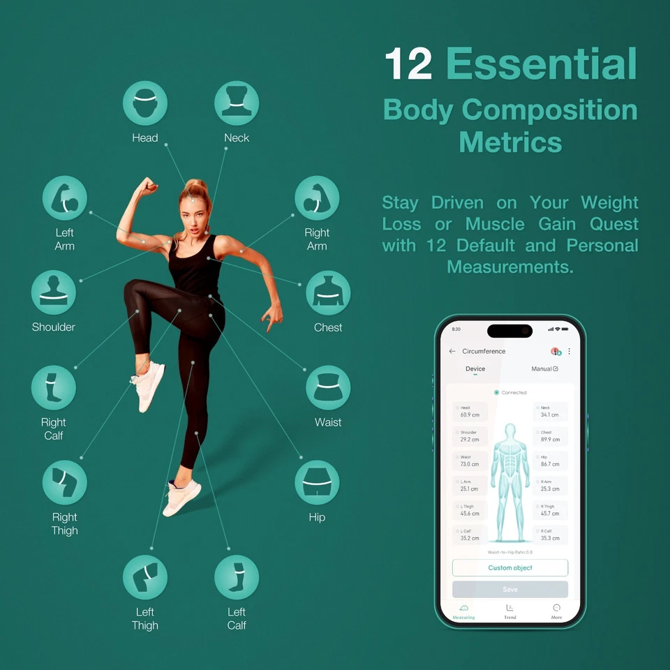 Bisonbody Body Measuring Tape for Weight Loss Bluetooth connection App - Image 2 of 4