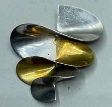 LAToN MEXICO TC - 103 STERLING SILVER AND BRASS MODERNIST BROOC H