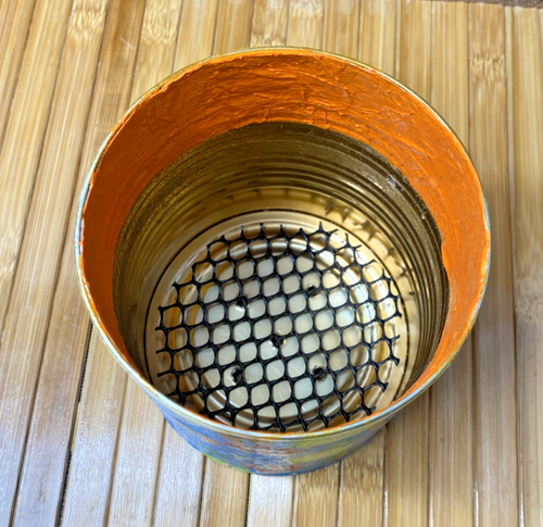 Handmade Colorful Flower Fabric Wrapped Tin Can Planter 4 5/8 in x 4 in diameter - Picture 3 of 8