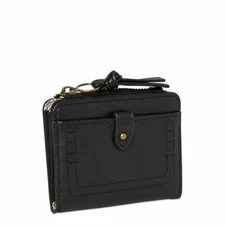 Time And Tru Women's Julia Mini Wallet Solid Black  CC Holder Zipper Coins 