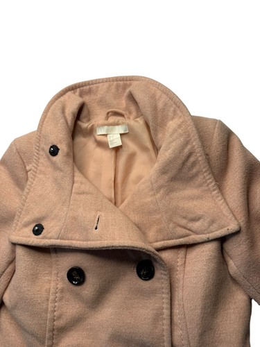 H&M Pink Double Breasted Pea Coat Large Buttons. High Collar Size Women's US 2 - Picture 4 of 13