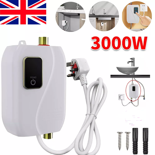 Electric Tankless Instant Hot Water Heater 3000W Under Sink Tap