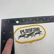 VTG DAMAGED-EDGE! PLAYFAIR RACE COURSE HORSE RACING Patch Advertising 51a9