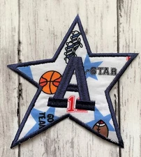 Initial Letter "A" Baby Boys Sports Star Iron On Patch Applique
