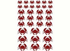 Crab 33 pcs Red Fused Glass Decals