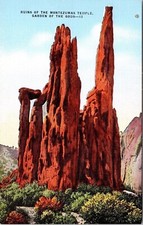 Ruins Montezumas Temple Garden Gods Linen Postcard UNP VTG EC Kropp Unused