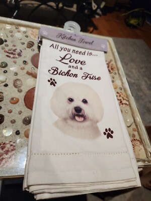 Bichon Frise Dog Kitchen Towel. Soft Highly Absorbent Dog Gifts 18''×26''