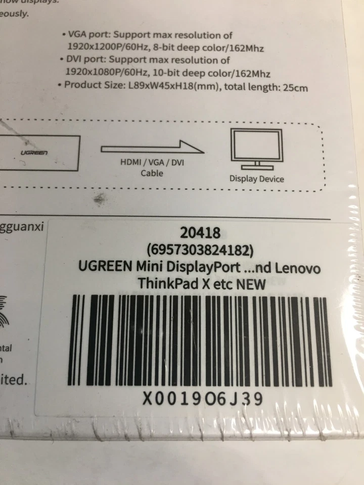 Ugreen Mini DisplayPort to HDMI DVI VGA Adapter - Image 2 of 3
