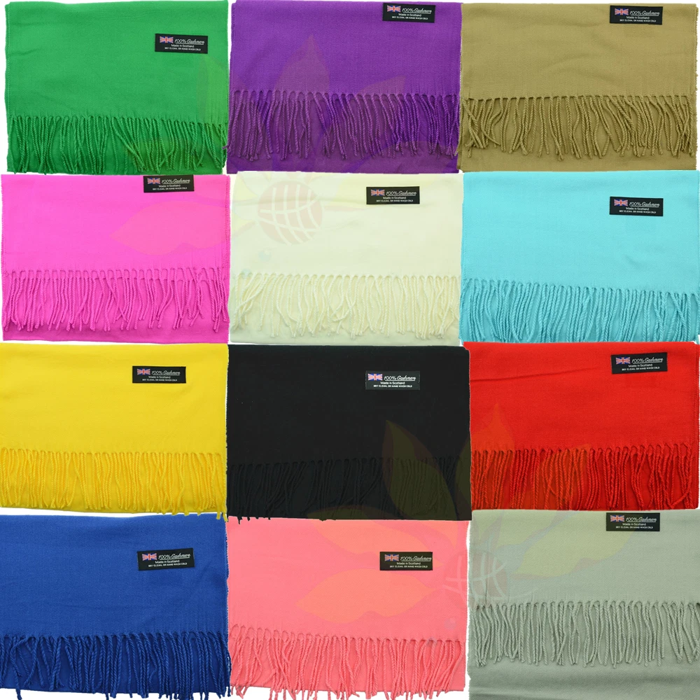 Wholesale Lot Unisex 100% CASHMERE SCOTLAND Scarf Pure Solid Colored Super Soft