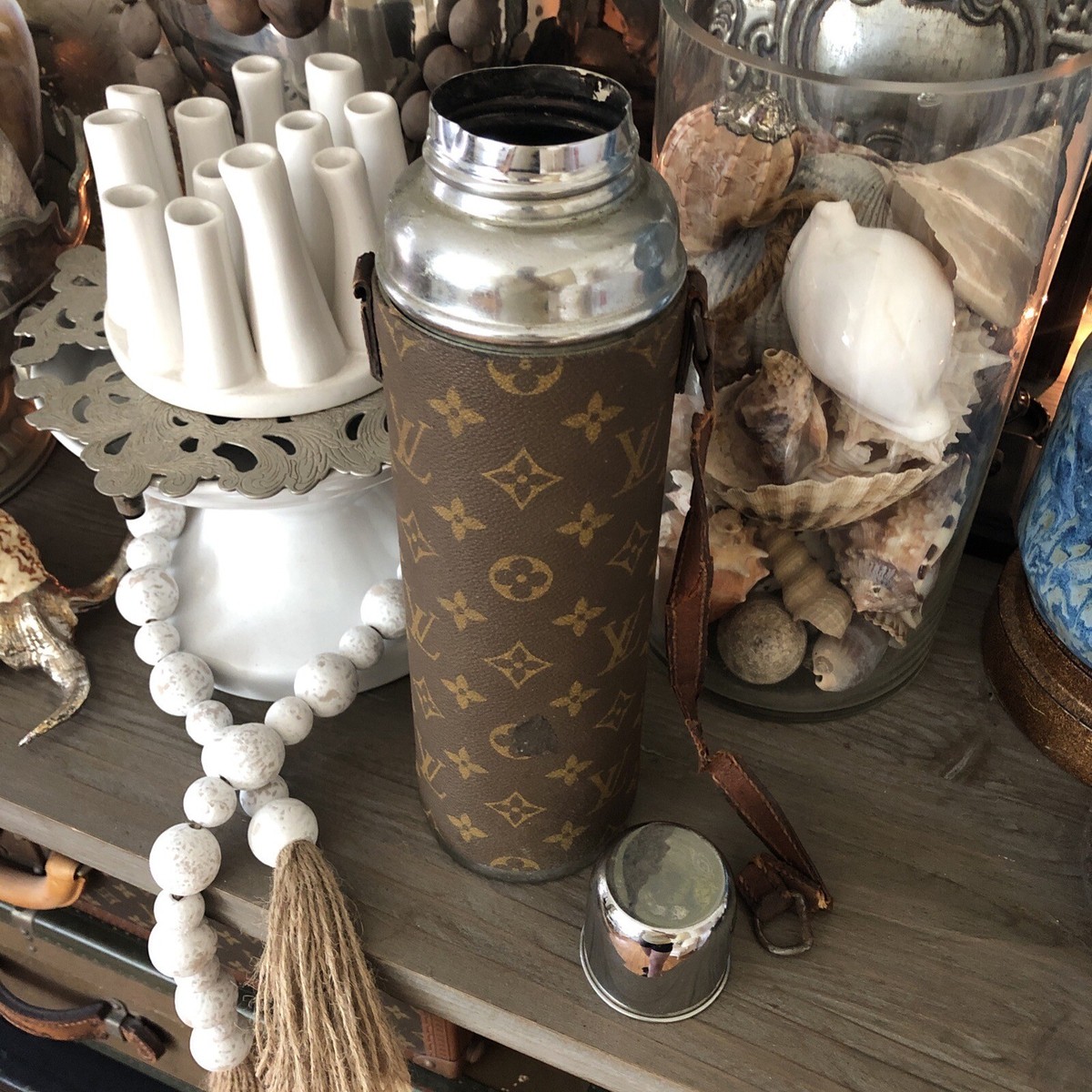Rare Louis Vuitton Vintage Thermos Picnic Travel Flask Display