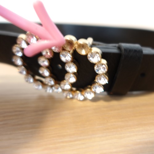 Aldo Belt Womens Small Black Faux Leather Fashion Embellished Rhinestone Buckle - Picture 9 of 10