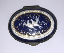 ANTIQUE C18TH BILSTON ENAMEL PATCH BOX 