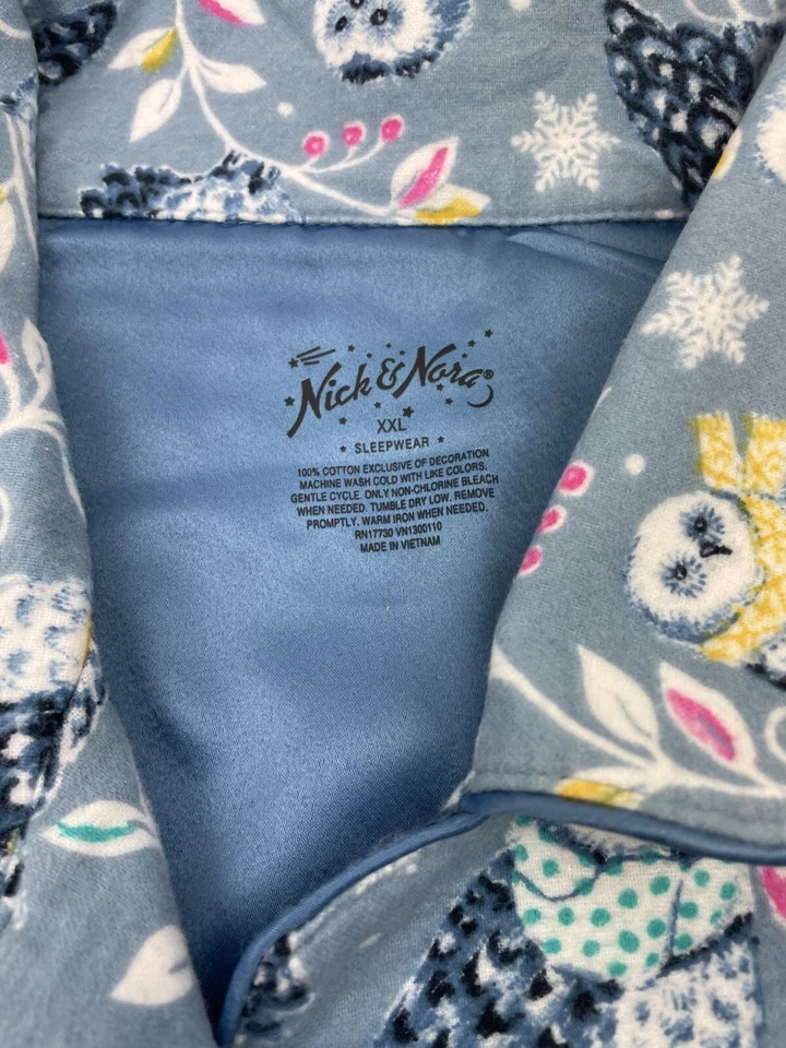 Nick & Nora пижамы верхняя рубашка женщин XXL флис снежные совы шарф зимние PJ Топ - Изображение 4 из 4