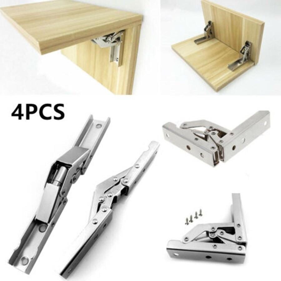90 Degree Folding Door Cabinet Shelf Hinge Hidden Bracket Table Holder Furniture-image