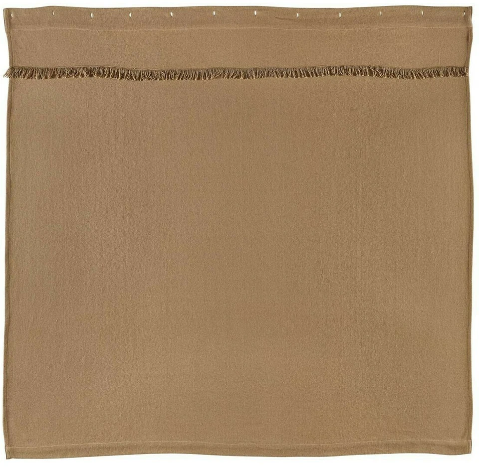 Cortina de Ducha Rústica Primitiva 100% Algodón Natural Arpillera con Flecos Country Foto 2 de 4