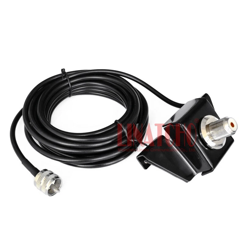 Black Car Antenna Radio Trunk Lid Hatchback SO239 Bracket 5M RG58U Cable PL259 - Image 2 of 4
