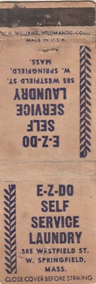 MATCHBOOK COVER - E-Z-DO SELF SERVICE LAUNDRY - WEST SPRINGFIELD MASSACHUSETTS 