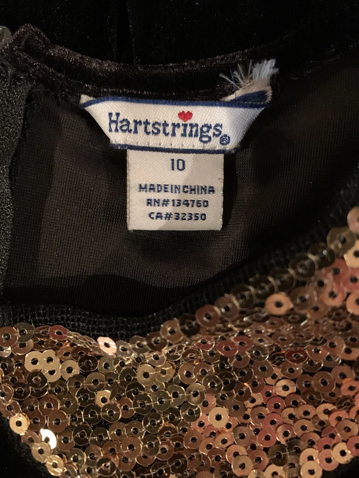Hartstrings Girls Sz. 10 Black Gold Sequin Festive Christmas Holiday Dress - Image 4 of 4