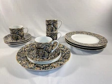 12 Piece Takahashi San Francisco Paisley Demitasse Cups Saucers And Bread Plates
