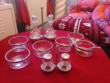 ensemble de serviteur de table en métal argenté de bormioli rocco italy 1970