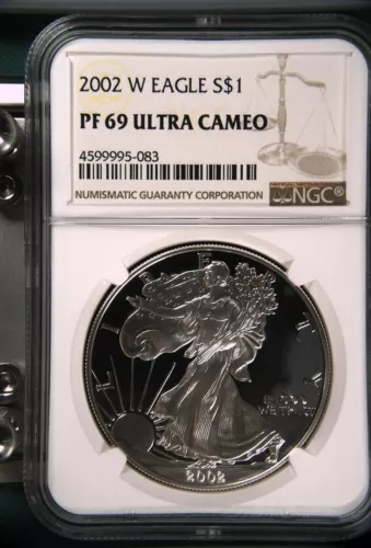 2002-W $1 Silver Eagle PF-69 Ultra Cameo NGC Brown Label