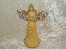 Angel Holding Infant   I Thank God For You  Resin 8  Tall  VGC