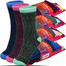 3 Pairs Womens Winter Heated Heavy Duty Thermal Warm Boots Crew Socks Size 9-11