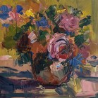 THE COLORS !!!!!  20x20 VASE FLOWER Impressionism Oil Painting JOSE TRUJILLO — photo 1