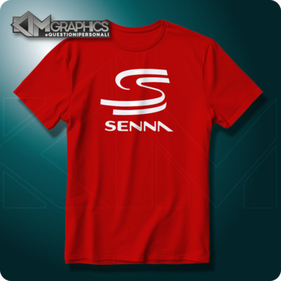 rotes oder weißes T-Shirt Ayrton Senna gewidmet mit McLaren Formel 1 Logo