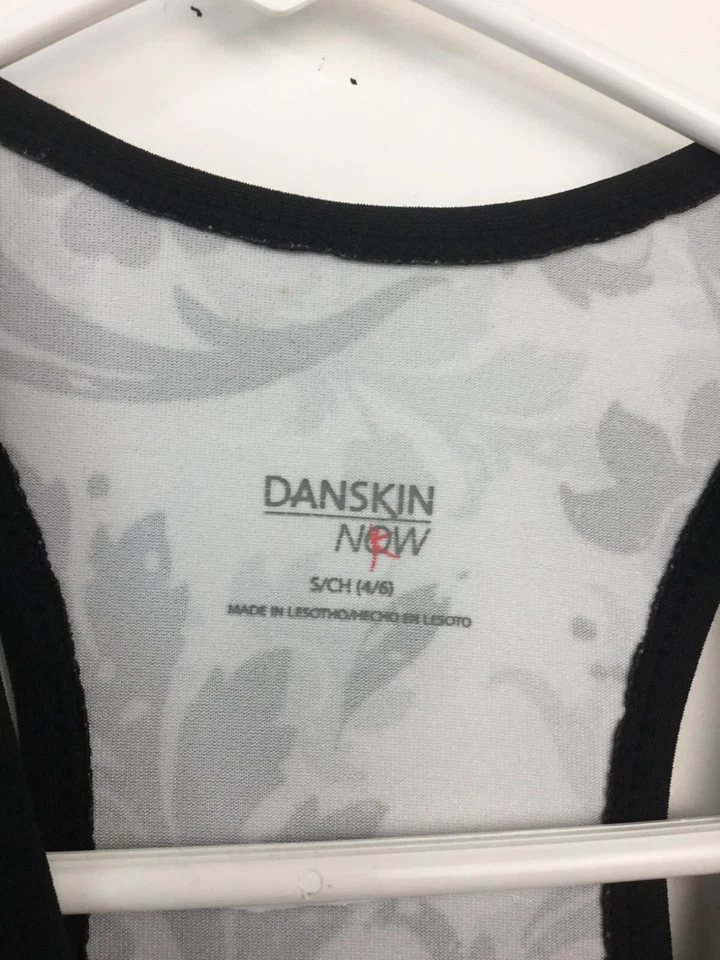 Danskin Girls Tank Black & White Floral Sleeveless Size Small  4-6 Top - Image 4 of 4