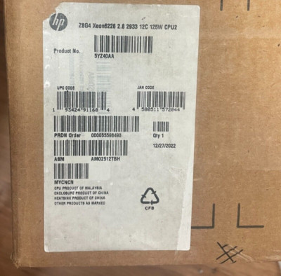 Lot of 2 x New CPU Processor INTEL XEON 6226 125W - Pulled out of NEW HP Z8