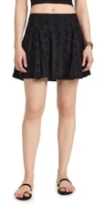 VELVET By Graham & Spencer Maddy Cotton Eyelet Mini Skirt Black S $209 H12