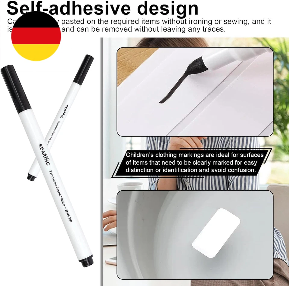 90 Stück Etiketten für Kleidung, Textiletiketten Selbstklebend, mit Stift, Wasse - Bild 4 von 4