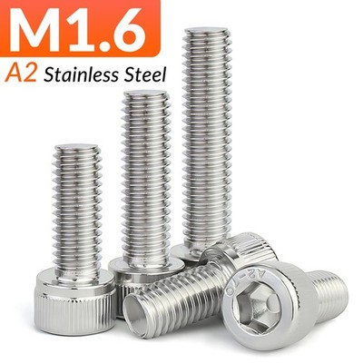 M1.6 Ø1.6mm CAP SCREWS A2 STAINLESS STEEL HEXAGON SOCKET ALLEN KEY BOLTS DIN 912