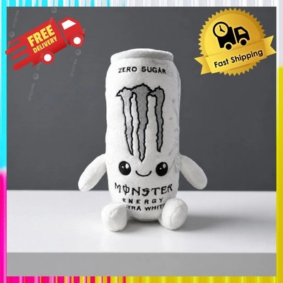 10'' White Monster Energy Drink Can Plush Toy Soft Stuffed Decor Gift Collectible
