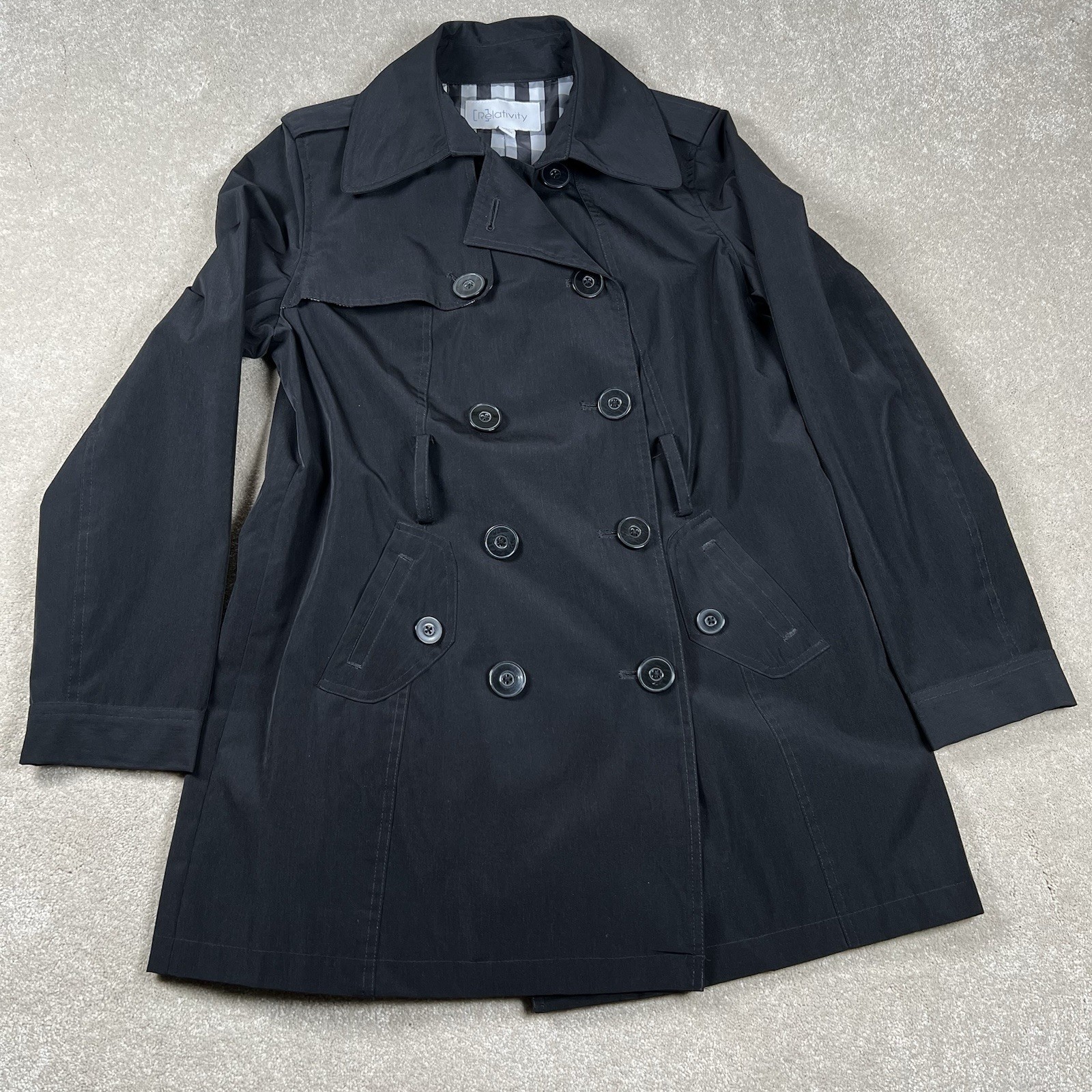 Relativity Jacket Black Button Front Collared Pol… - image 1