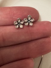 Genuine Pandora Silver Pink Cherry Blossom Stud Earrings 290537EN40 No Backs