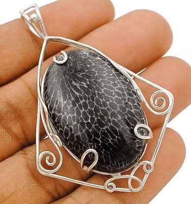 Natürliche Stachelrochen Koralle 925 Sterling Silber Anhänger Schmuck