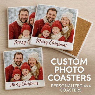 Personalized Photo Ceramic Tile 4 X 4 Coaster Set-Handmade   Cork Backing