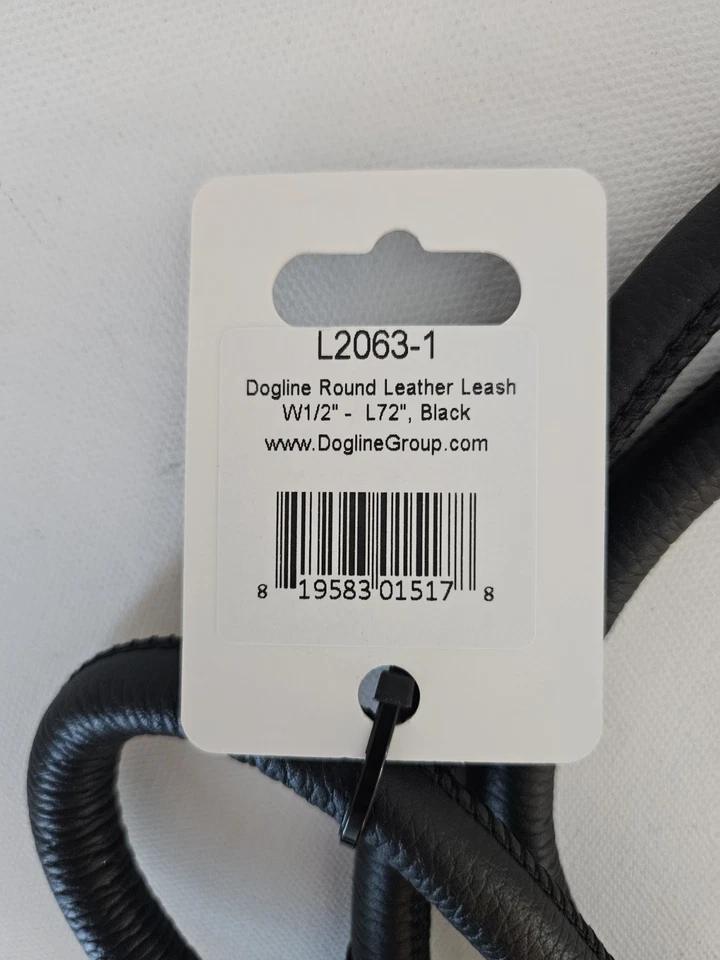 Dogline круглый кожаный поводок черный L72» W1/2» новый с ярлыком стиль L2063-1 - Изображение 2 из 3
