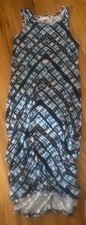 Rafaella Ladies Small Chevron Tie Dye Blue Maxi Sleeveless Stretch Summer Dress