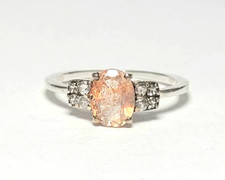 925 STERLING SILVER SPESSARTITE GARNET  COLORLESS TOPAZ RING SIZE 7