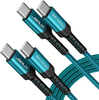 2x 2m USBC to USBC Cable 100W5A Fast Charging Braided for iPhone 1515
