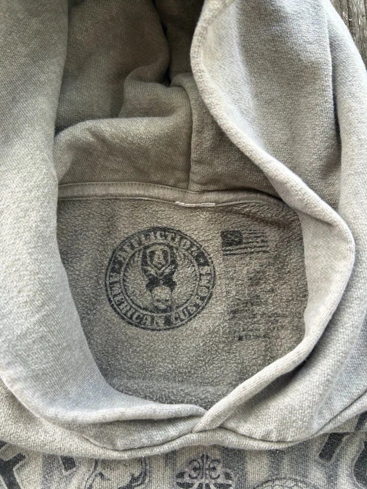 Толстовка с капюшоном мужская Affliction Live быстрая тяжелая размер XL серая бежевая коричневая с черепом змеи - Изображение 3 из 4