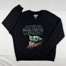 Star Wars Grogu Baby Yoda Sweatshirt Black Crewneck Graphic Pullover XL