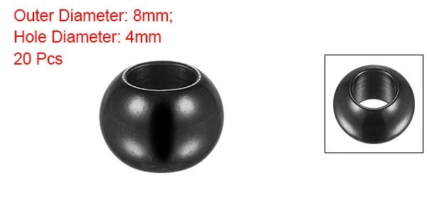 20 cuentas de acero inoxidable de 8 mm de diámetro de agujero de 4 mm para manualidades hágalo usted mismo negras Foto 2 de 4