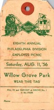 1956 Reading Lines Employee Picnic Tag Willow...